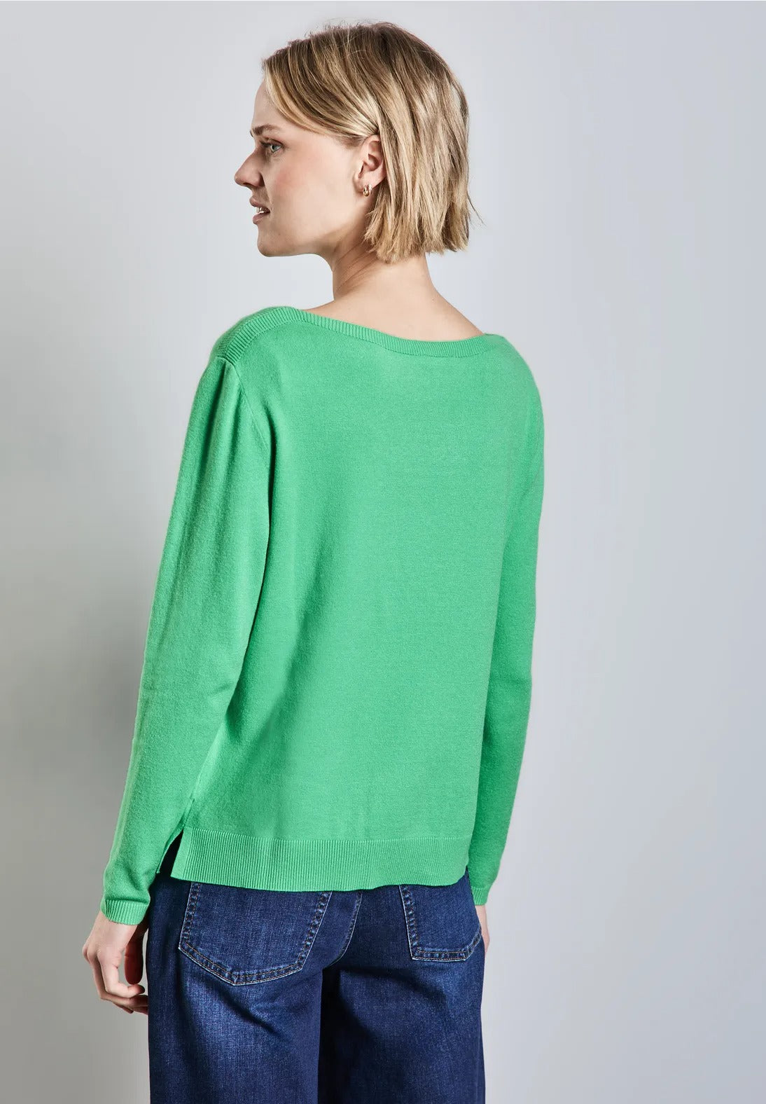 Mjuk tröja med ubåtringning, green