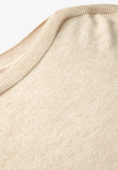Mjuk tröja med ubåtringning, beige