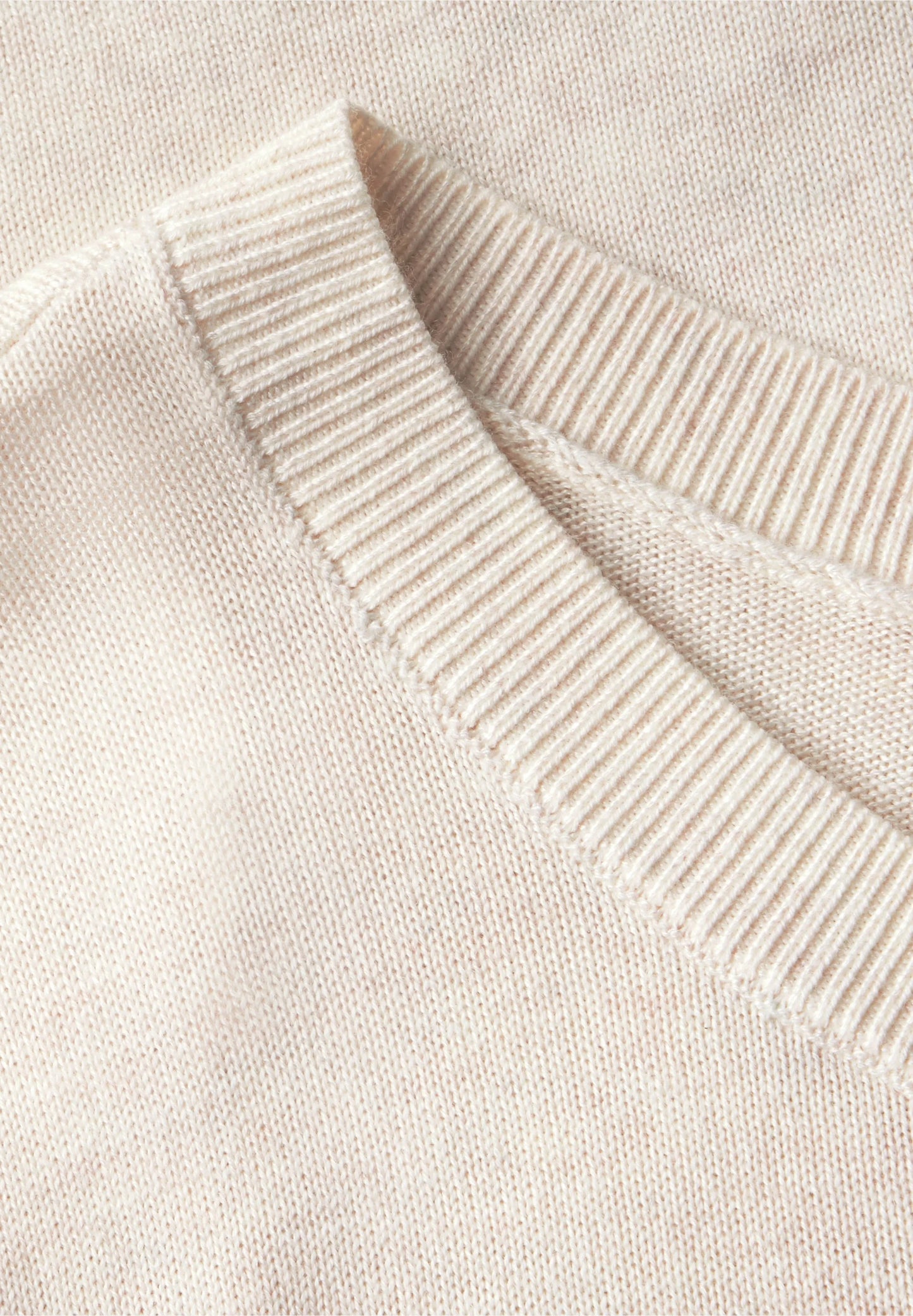 Kortärmad stickad tröja, cream white melange