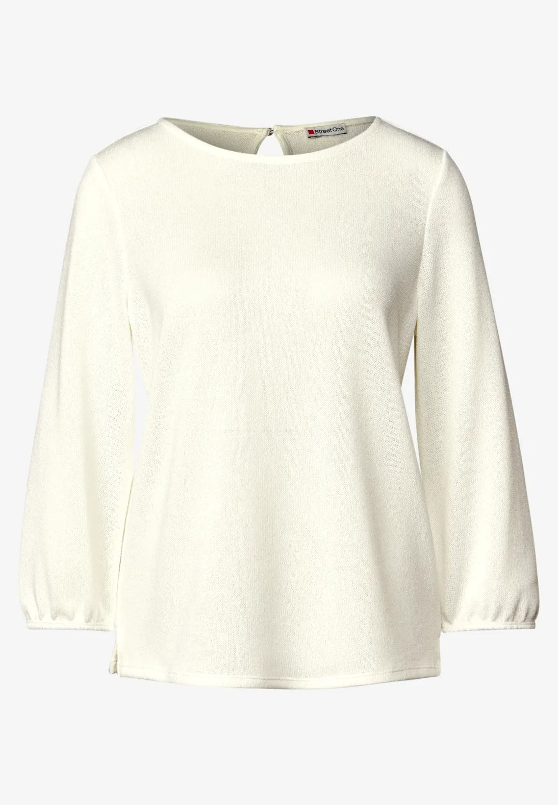 Tröja i stickad look, offwhite