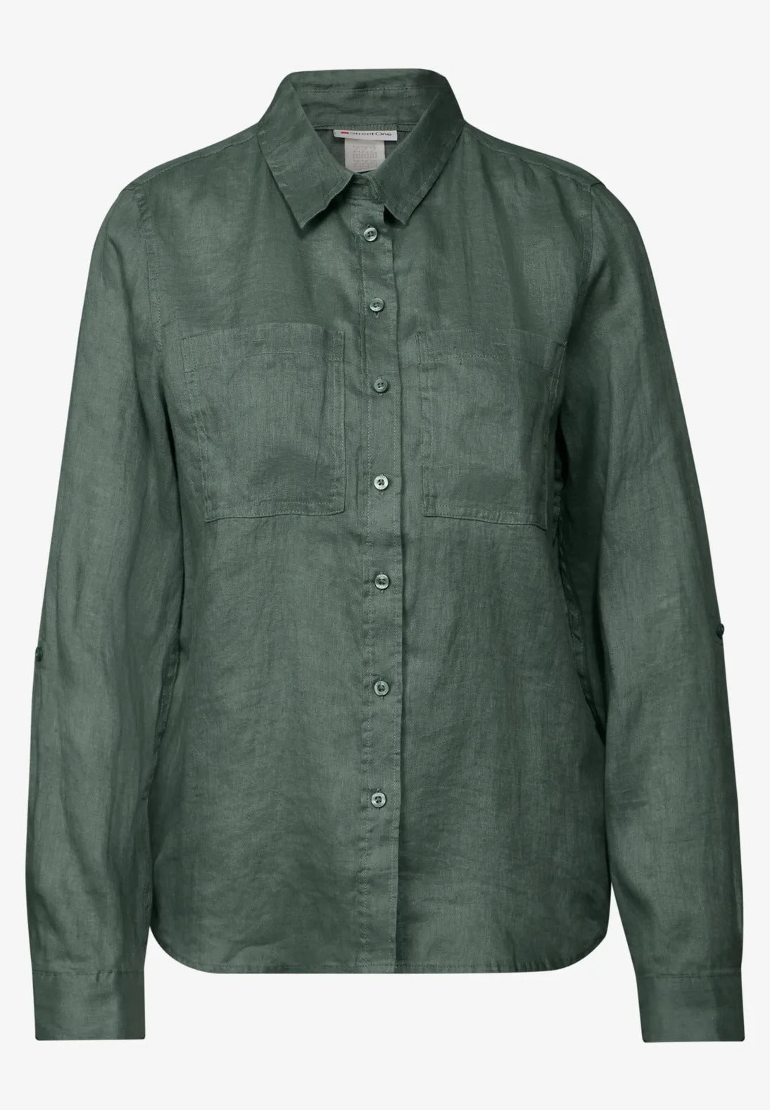 Enfärgad linneskjorta, khaki