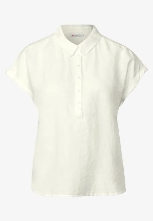 Skjortblus i linnemix , offwhite
