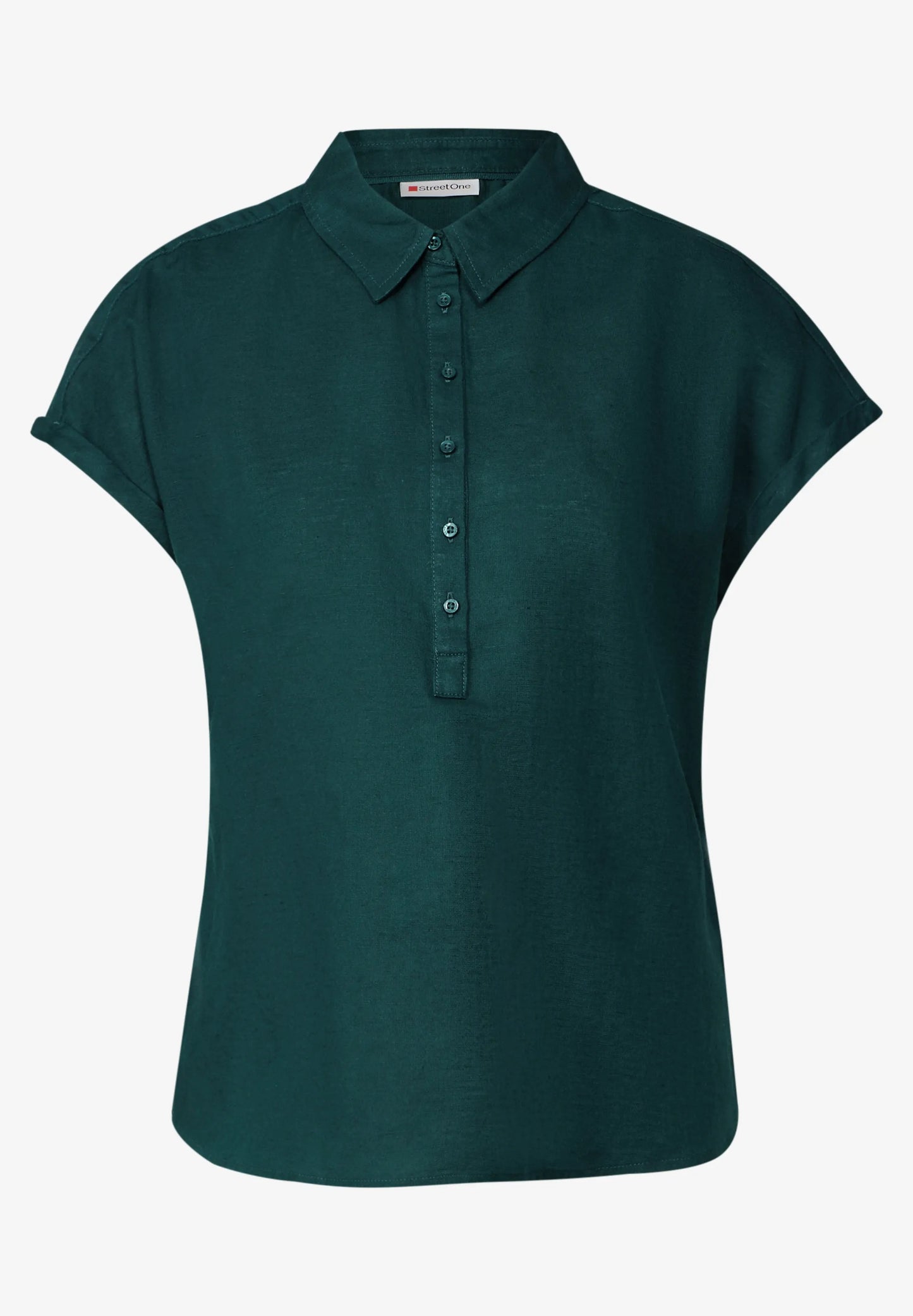 Skjortblus i linnemix, garden green