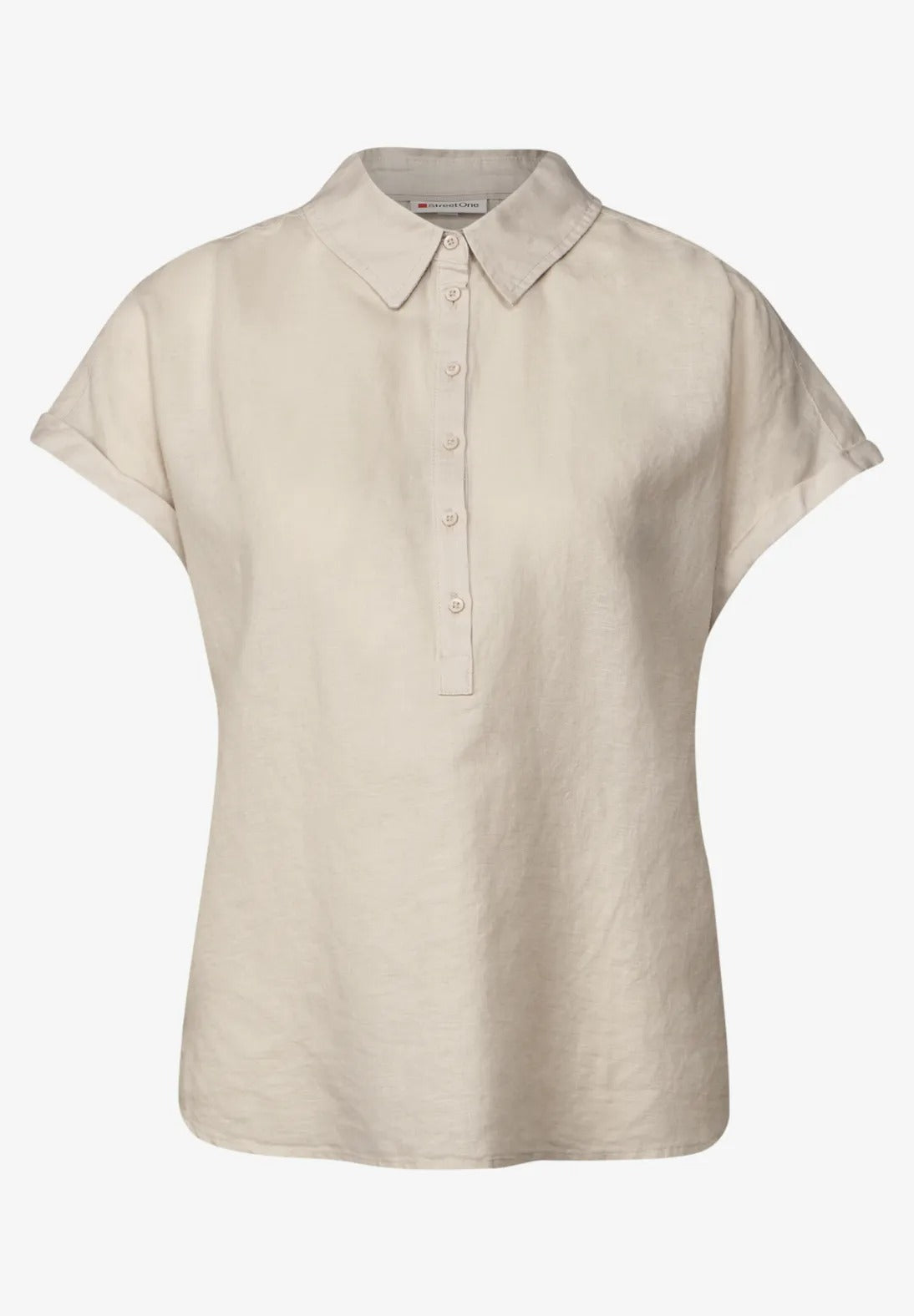 Skjortblus i linnemix , sand