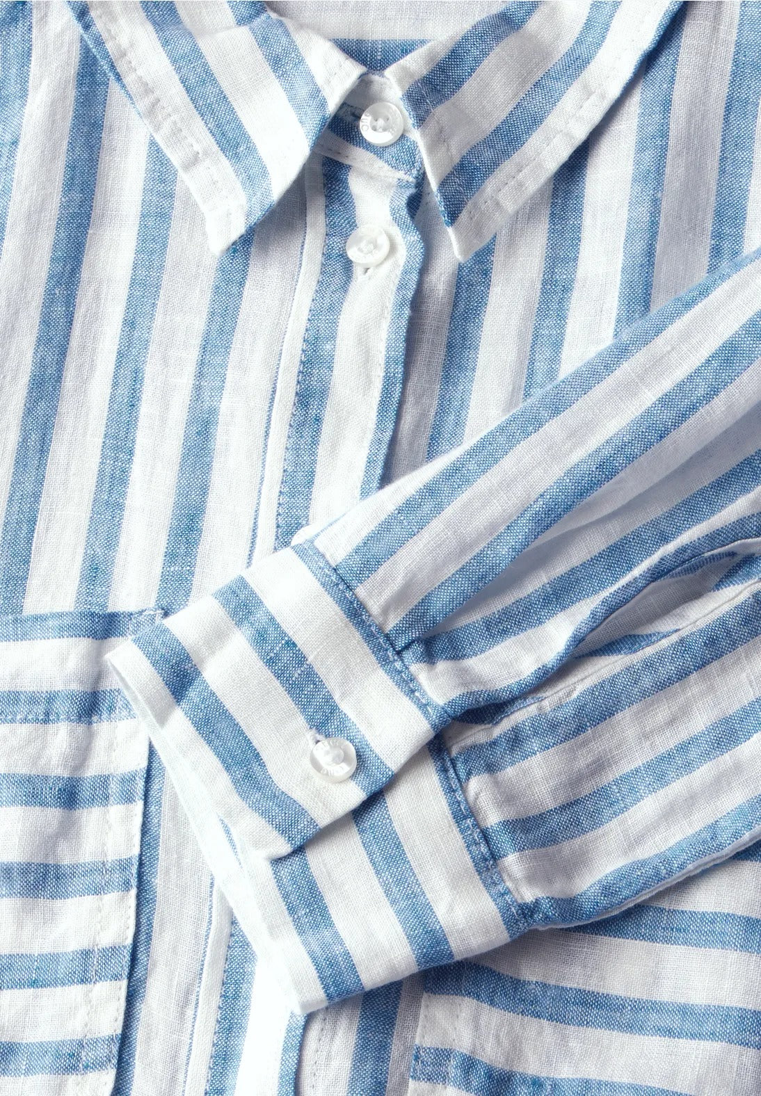 Randig skjortblus 100% linne, serenity blue