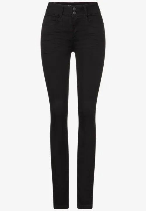 Jeans York , hög midja o smalt ben svart