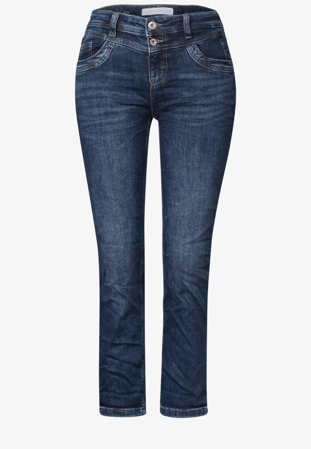 7/8 Jeans Jane, medelhög midja, mörkblå