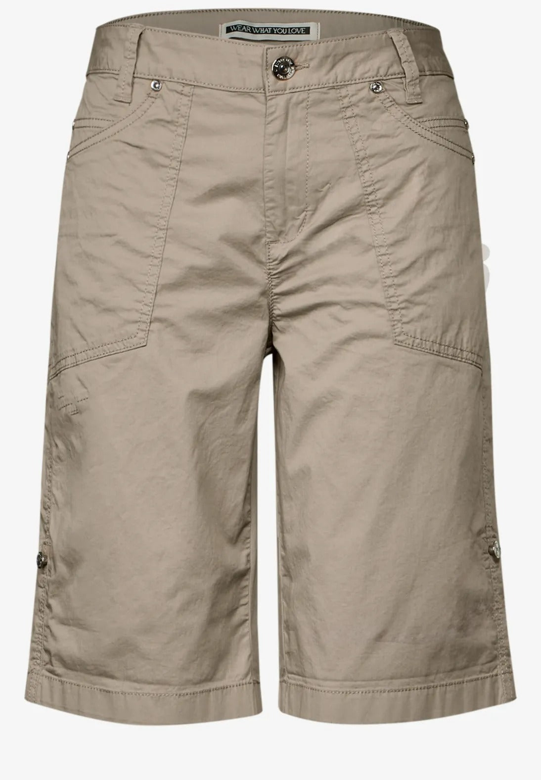 Bermuda shorts med uppvik, modell Yulius, beige