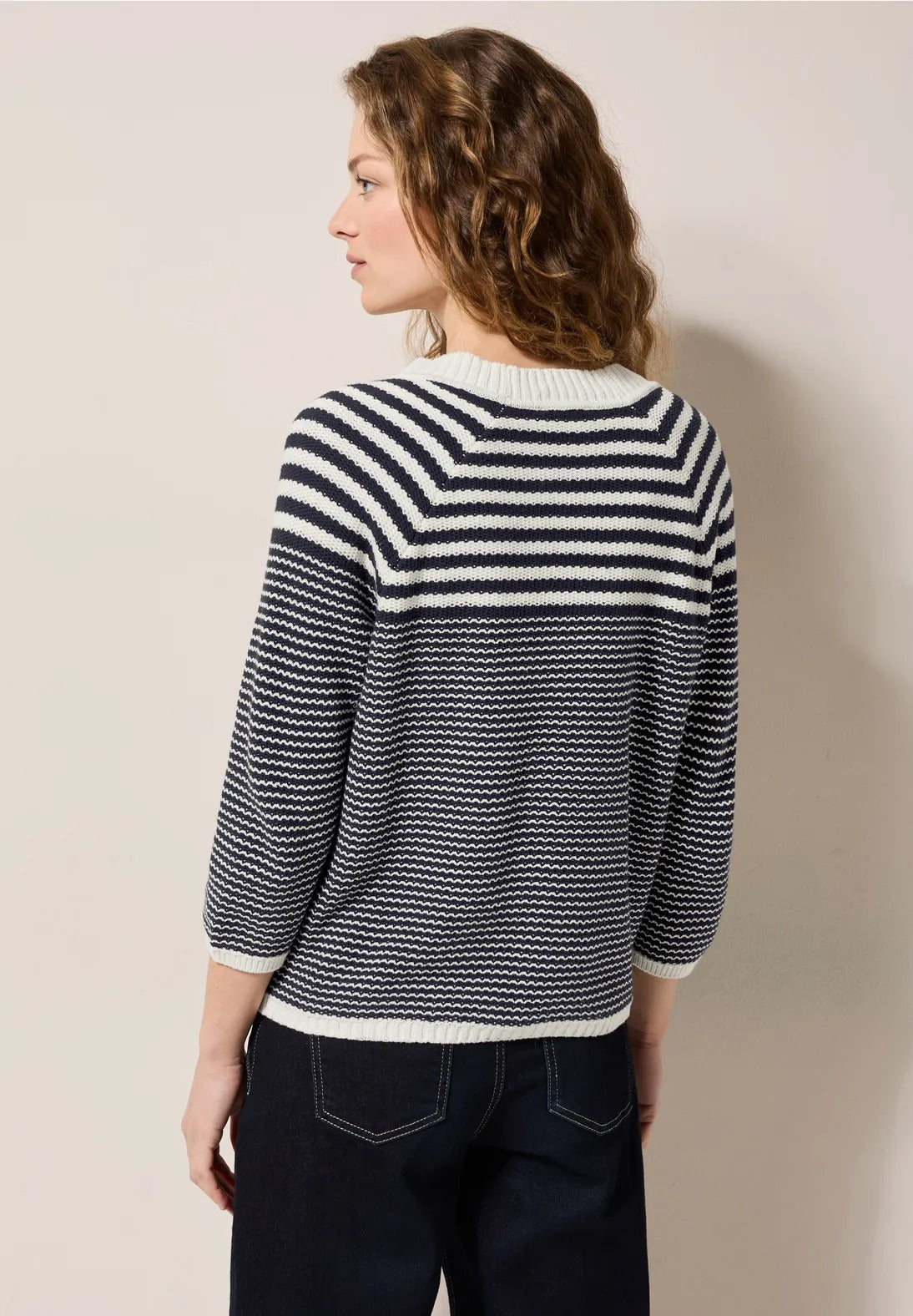 Randig stickad cardigan