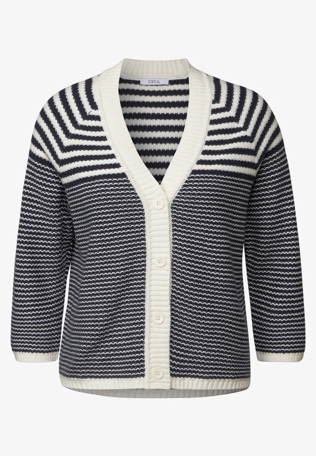 Randig stickad cardigan