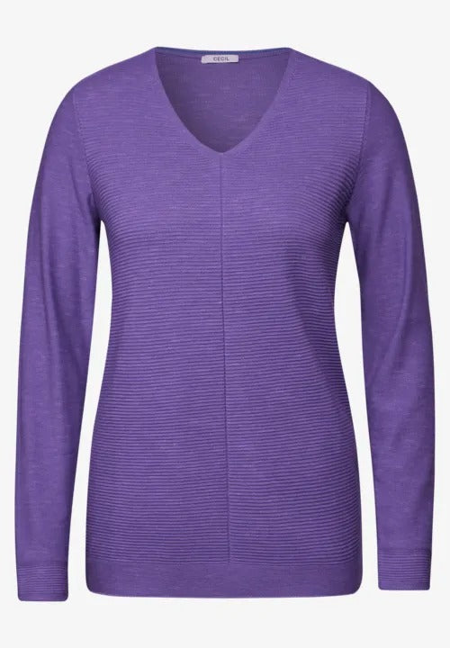 V-ringad tröja med struktur , wild lilac melange