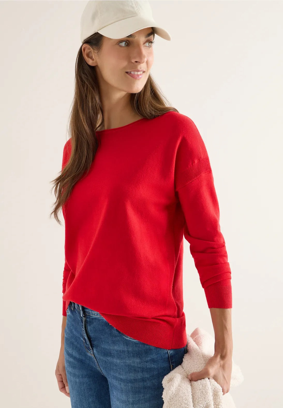 Tröja med strukturdetalj, fiery red