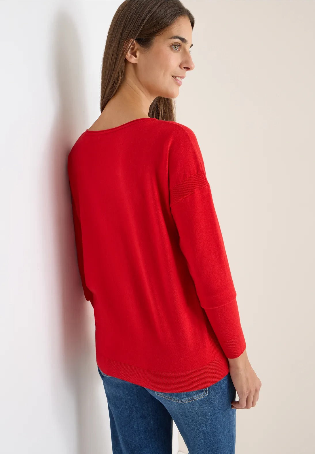 Tröja med strukturdetalj, fiery red