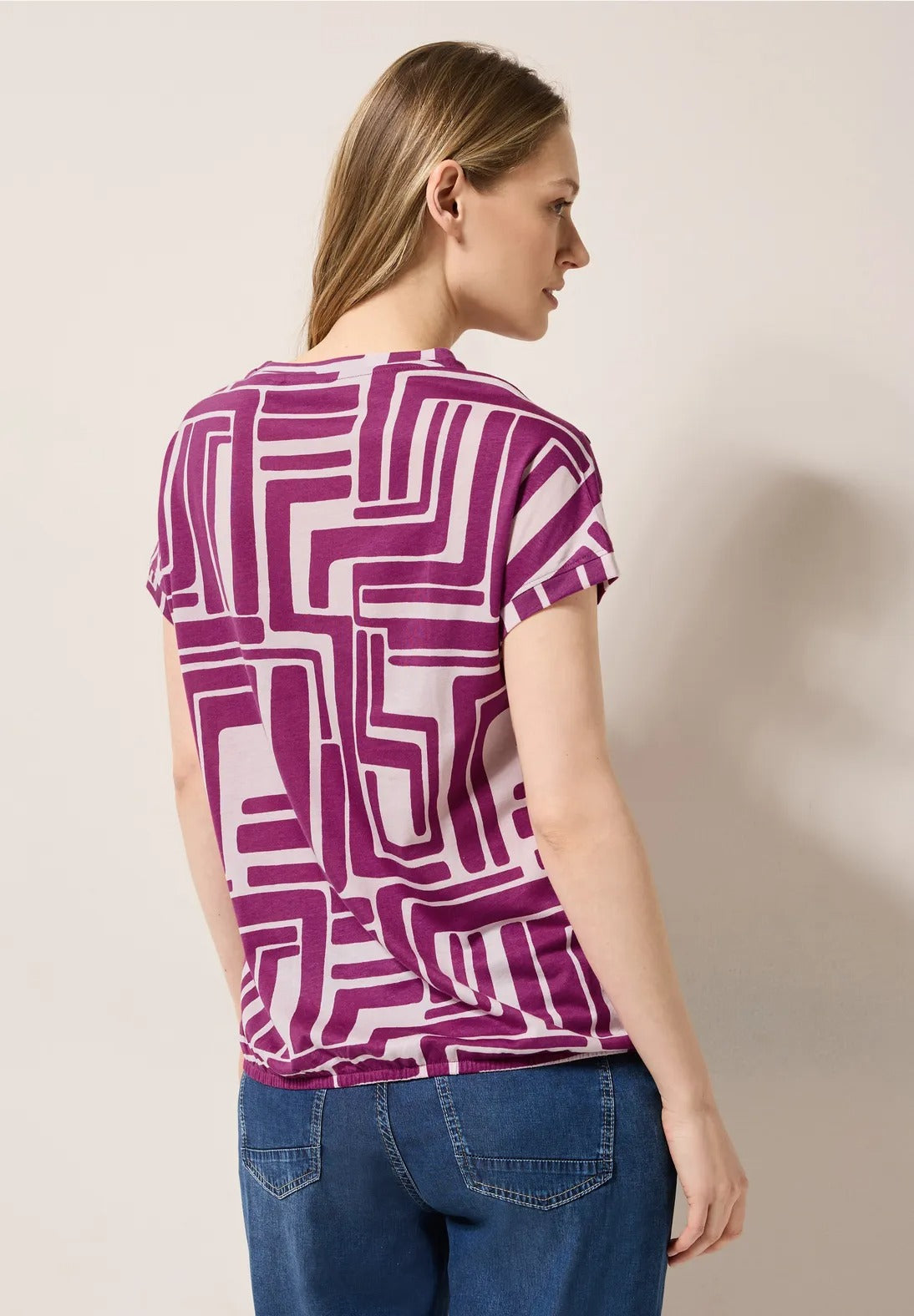 T-shirt med knappdetalj, pink
