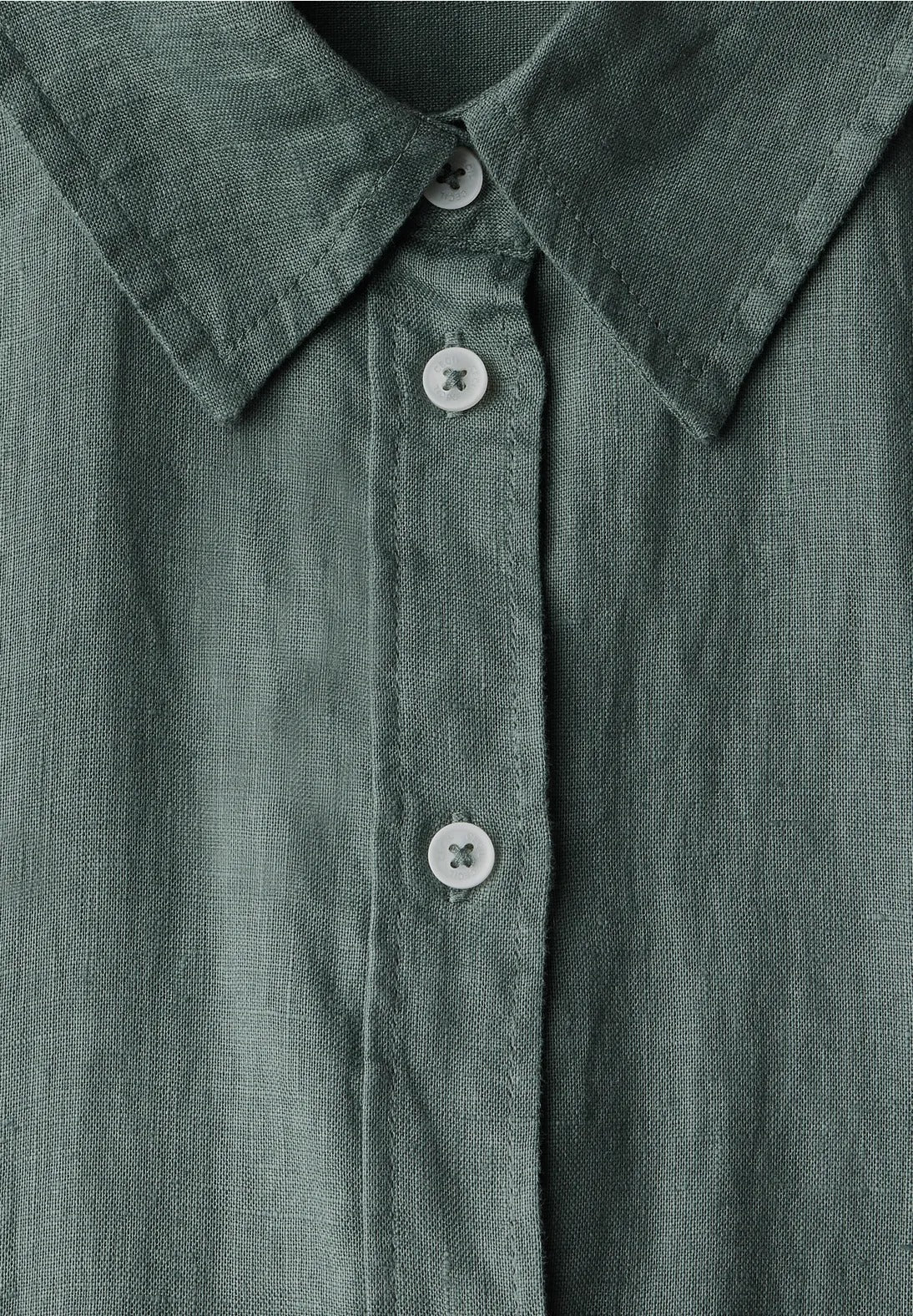 Kortärmad linneblus, 100% linne , khaki green