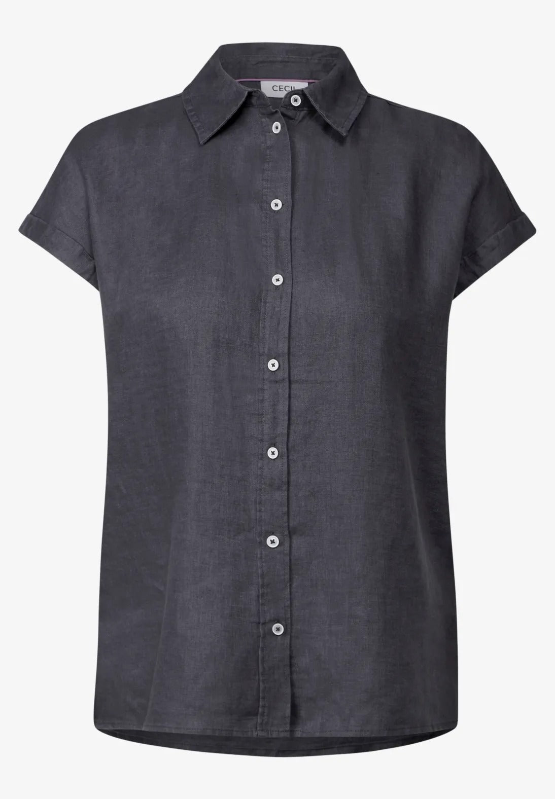 Kortärmad linneblus, 100% linne , Grey