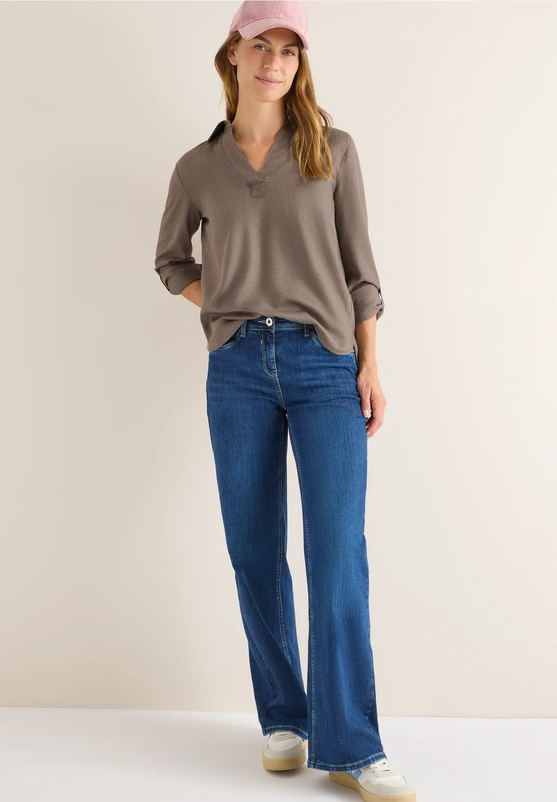 Melerad viskosblus, taupe