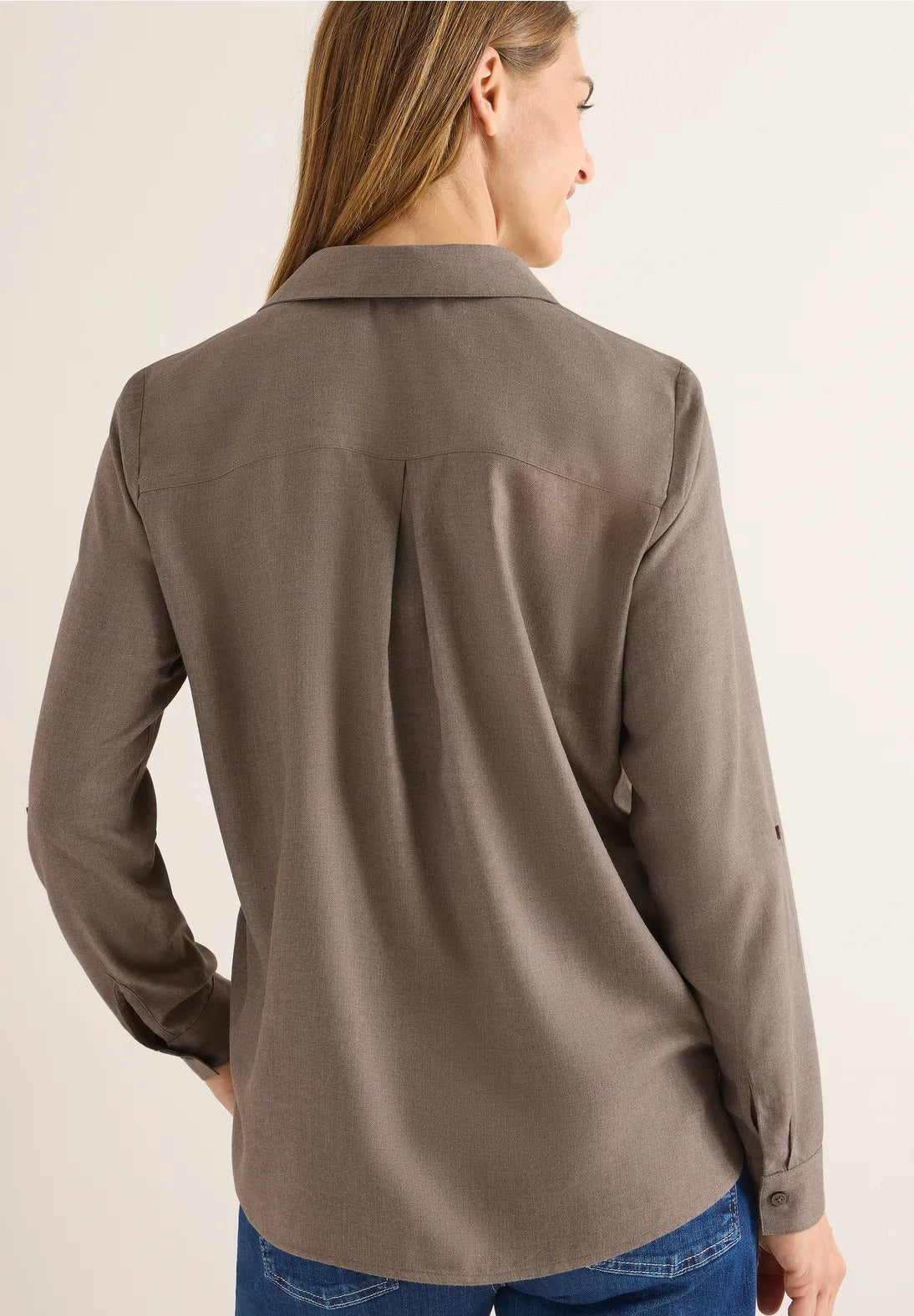 Melerad viskosblus, taupe