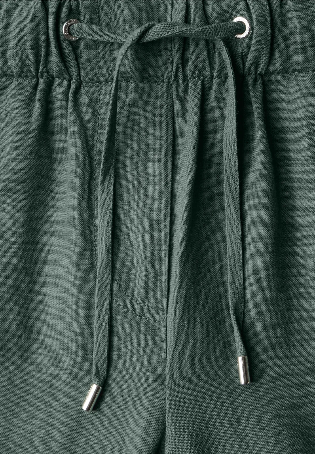 Linnebyxa med vida ben , khaki 26 längd