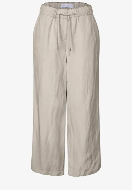 Linnebyxa med vida ben , beige 26 längd