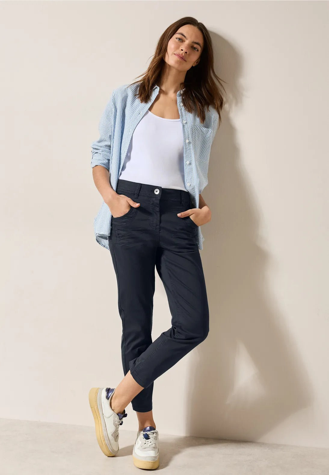 Bomullsbyxa Scarlett modell , casual , 26 längd, blå
