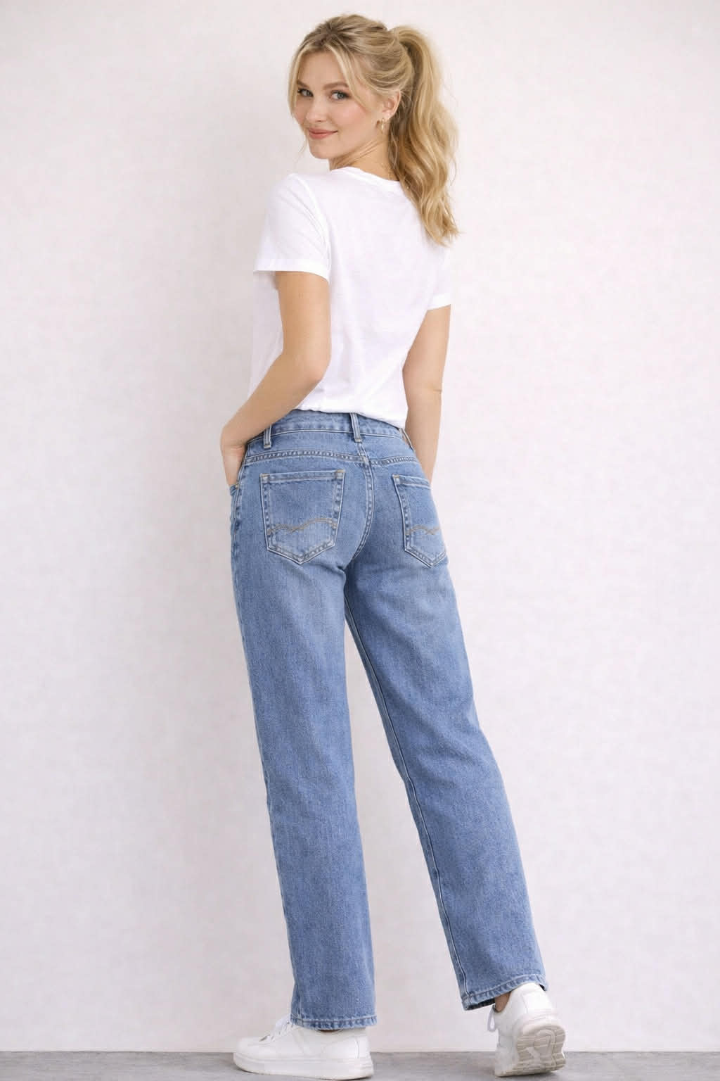 Raka jeans med glitterknapp- Caramelle fashion