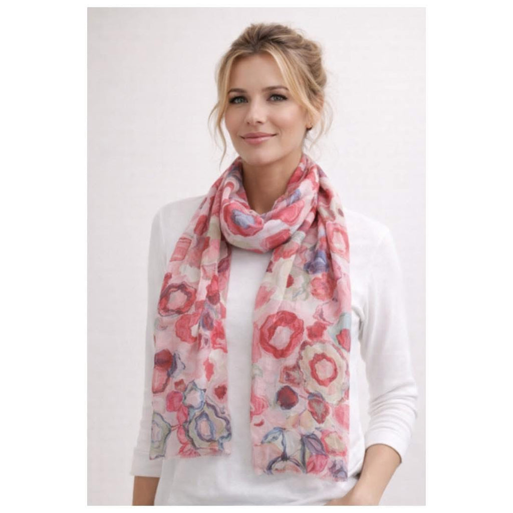 Scarf med blommönster från Caramelle, rosa