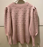 Stickad tröja med liten puffärm från Caramelle, fyra färger