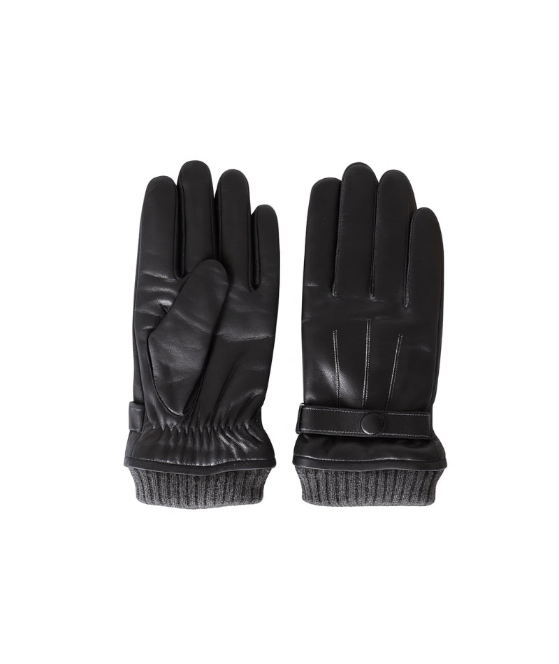 Svarta Skinnhandskar i Äkta Läder med mudd, herr