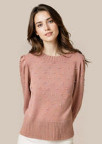 Stickad tröja med liten puffärm från Caramelle, fyra färger