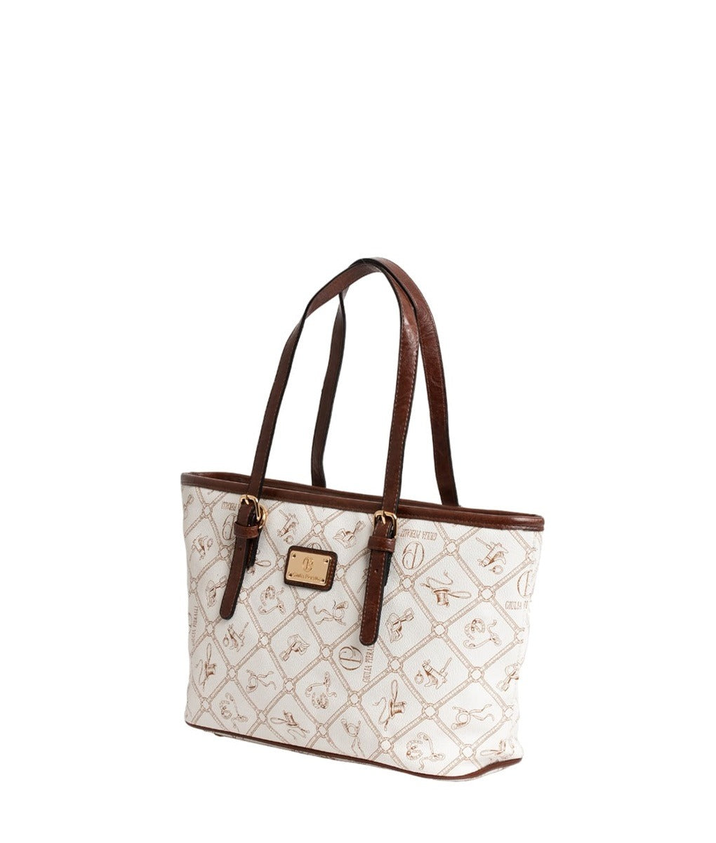 Handväska GP Logo. svart och beige