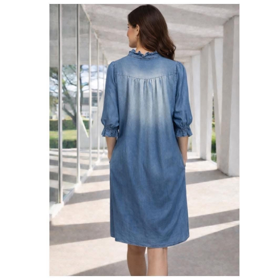 Jeansklänning med krås i tencell, från Chica London