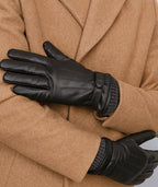 Svarta Skinnhandskar i Äkta Läder med mudd, herr