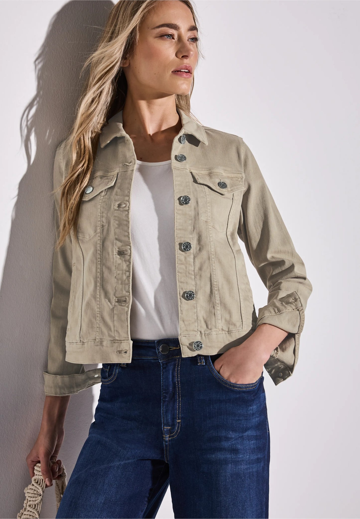 Jeansjacka beige