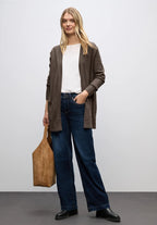 Öppen mysig kofta från Street One brun