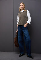 Fjädergarn väst från Street One, brun