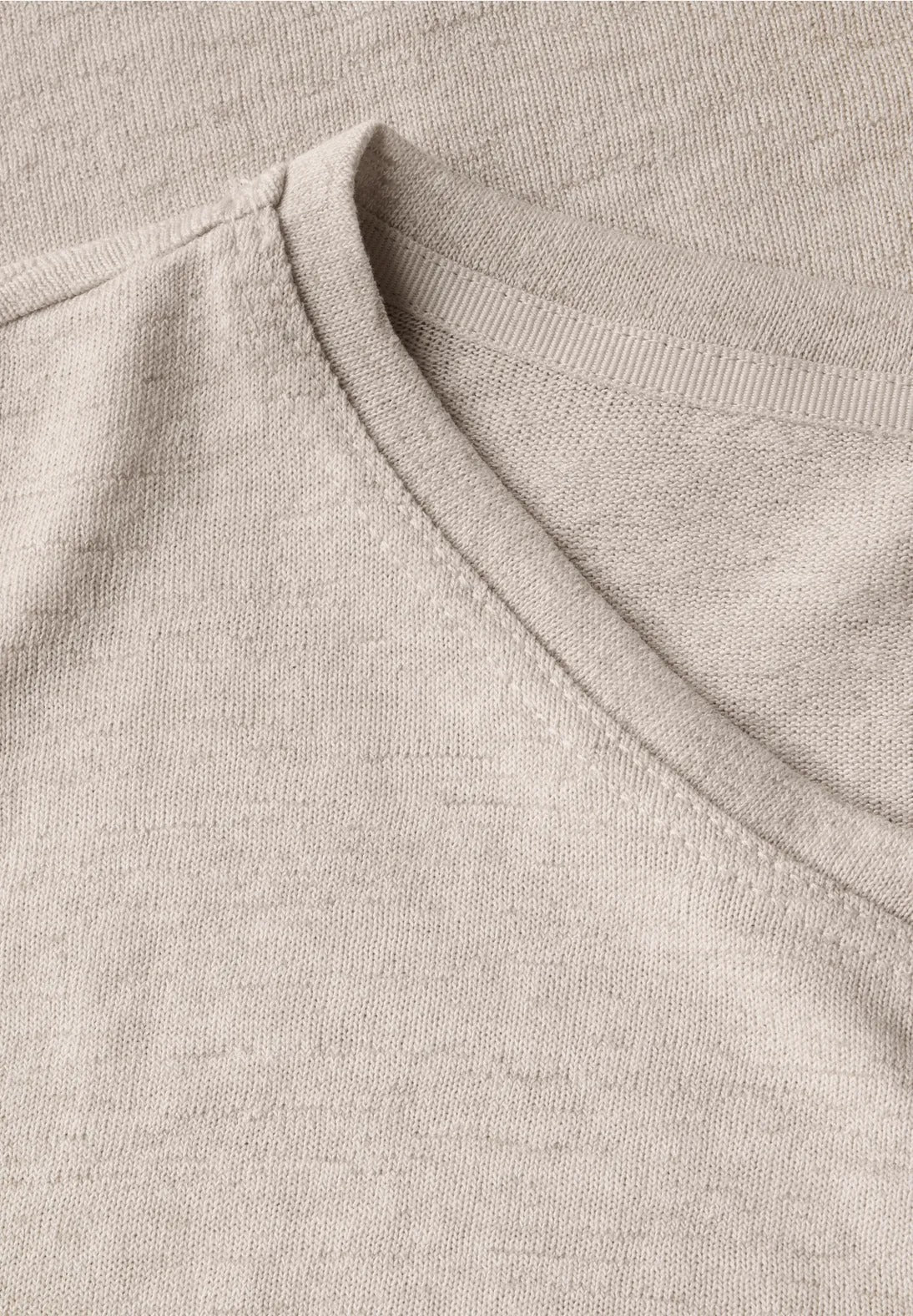 T-shirt med text , linnelook, sand