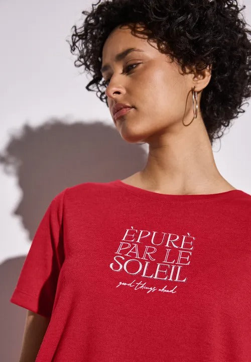 T-shirt med text , linnelook, Glory red