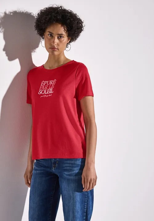 T-shirt med text , linnelook, Glory red