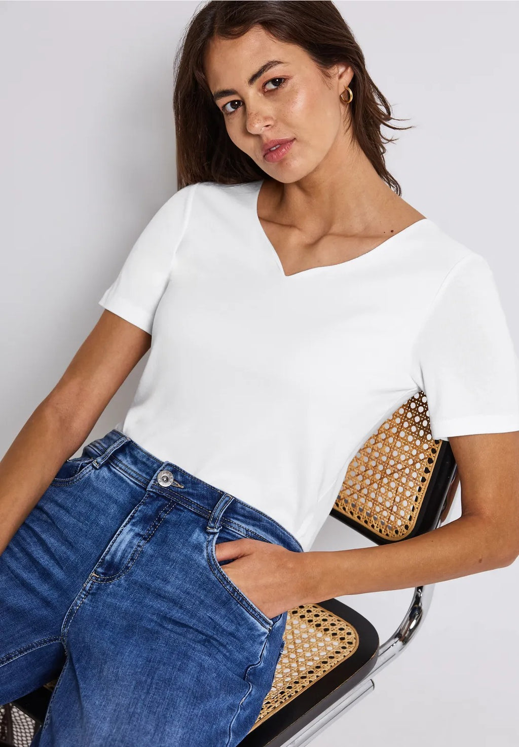 Bastopp med hjärtformad ringning från Street One, vit