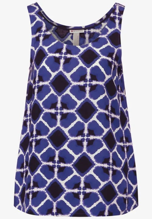 Mönstrat viskoslinne, violett blue