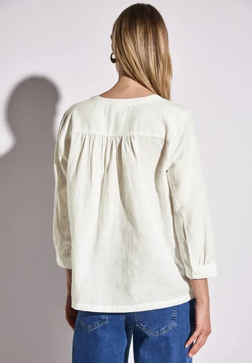 Enfärgad blus linne/bomull, offwhite
