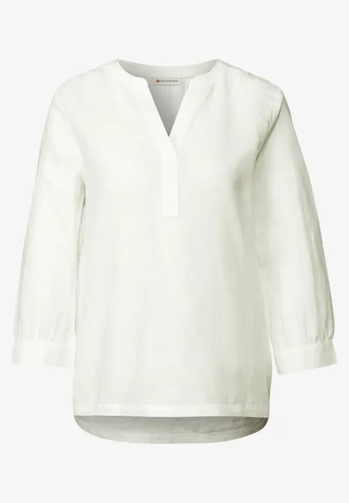 Enfärgad blus linne/bomull, offwhite