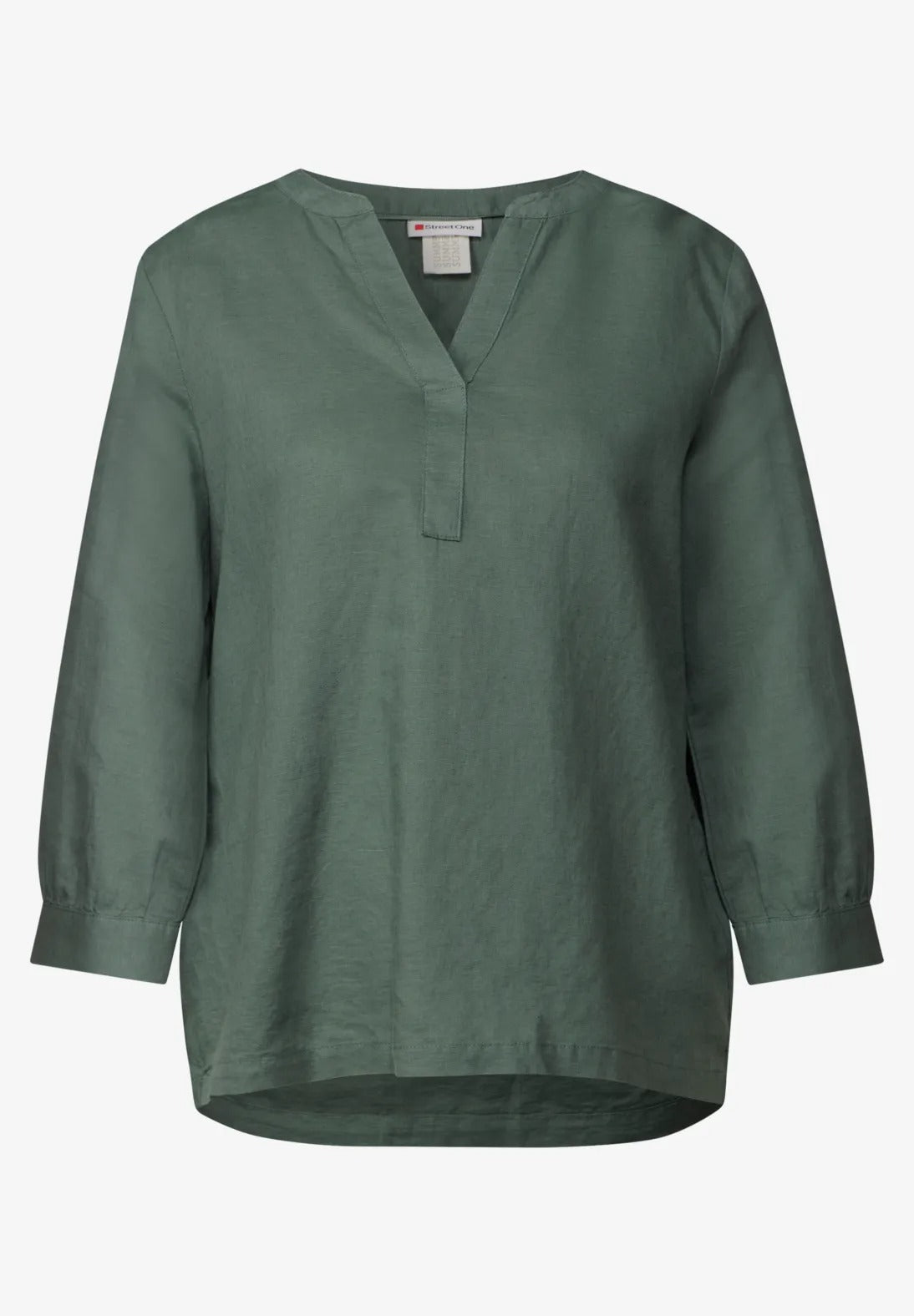 Enfärgad blus linne/bomull, garden green