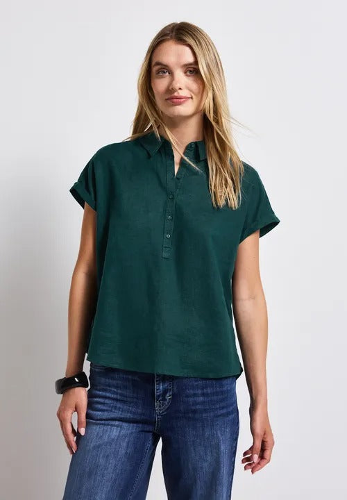 Skjortblus i linnemix