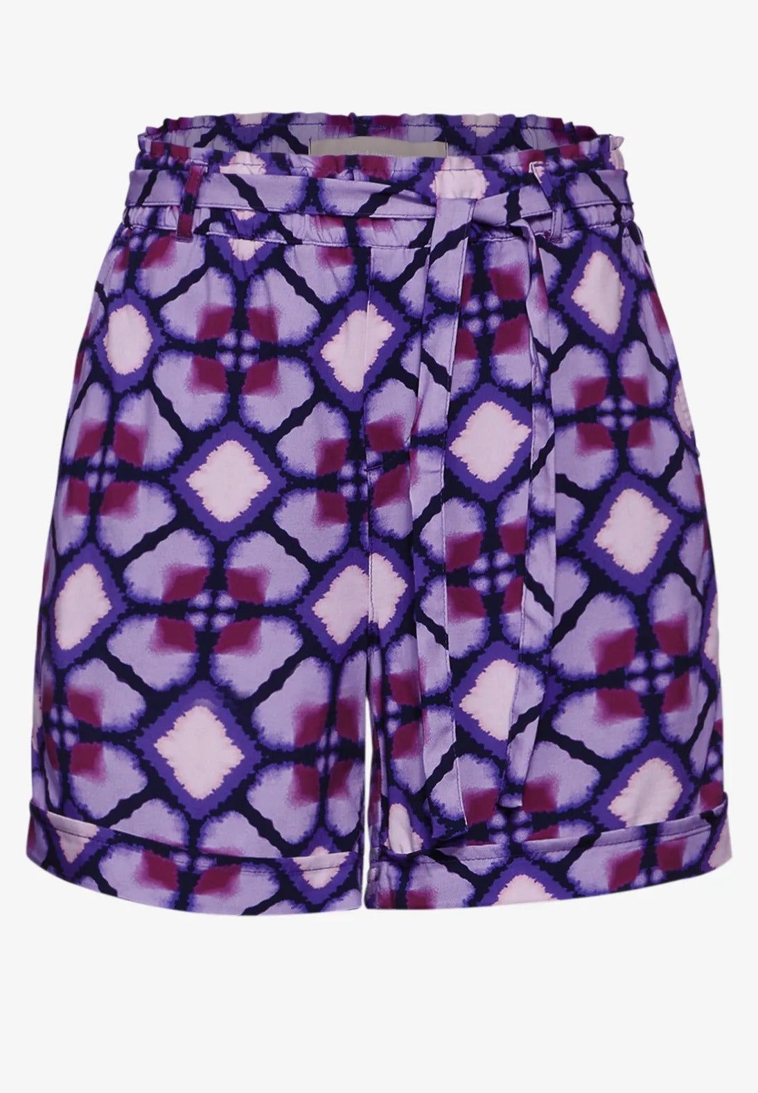 Mönstrade shorts i viskos, lilac