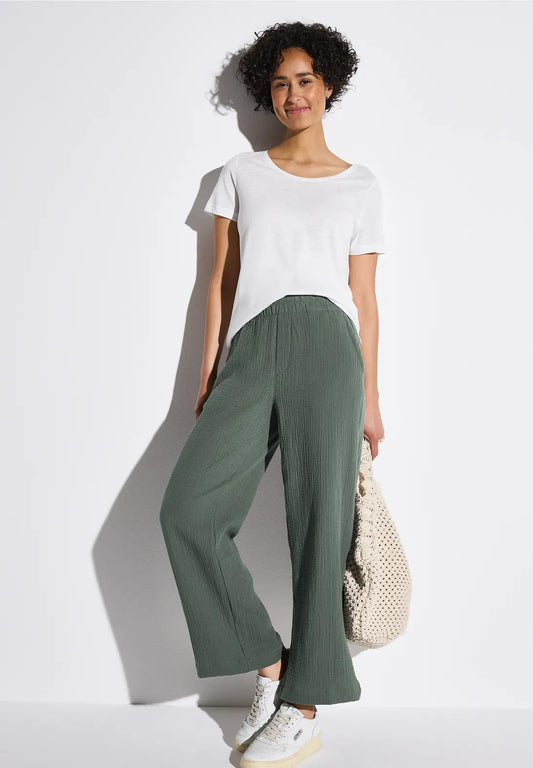 Muslinbyxor, 100% bomull, khaki