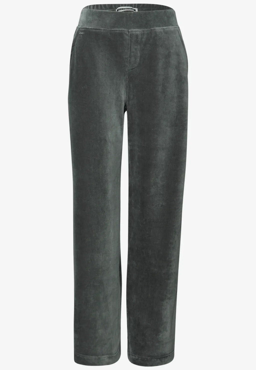 Manchesterbyxa från Street One, ledig, rak passform med hög midja , grön