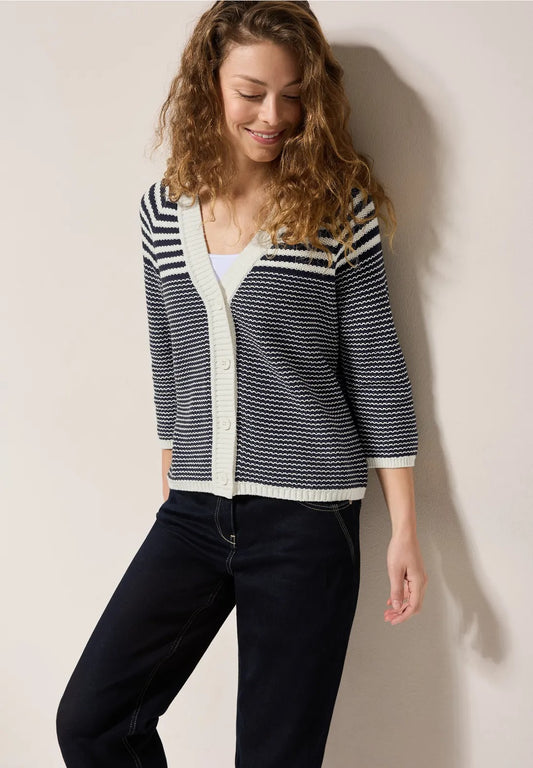 Randig stickad cardigan