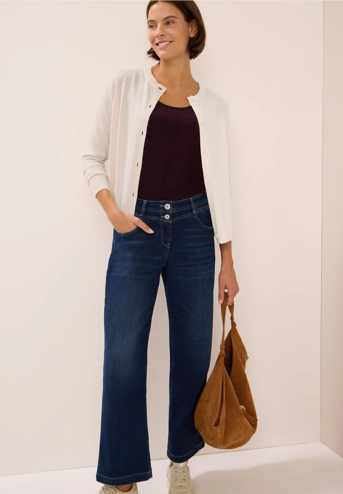 Kofta med knappslå, beige melange